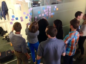 Post it sorting at Mozilla with UNICEF UK volunteers